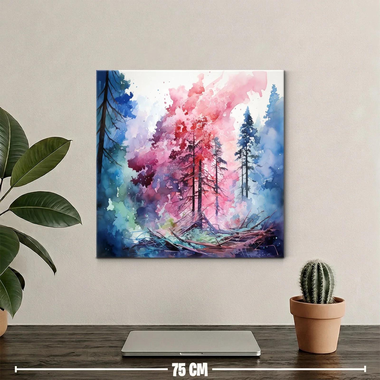 Paisaje abstracto con árboles en tonos vibrantes y contrastes — miniatura 2
