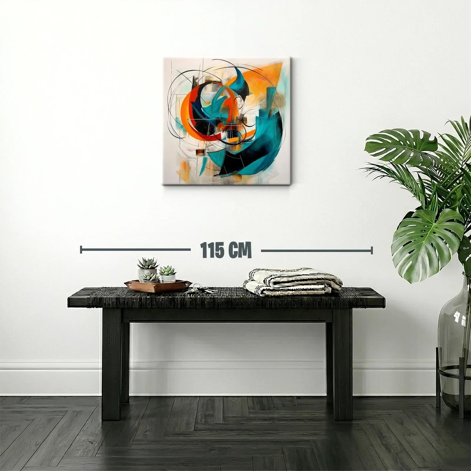 Cuadro abstracto con formas dinámicas en tonos vibrantes — miniatura 2