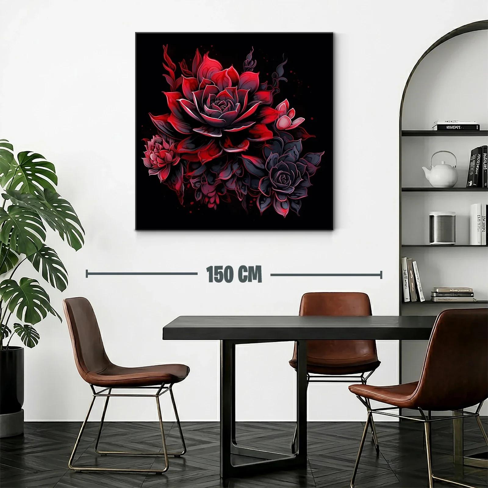 Ramo de flores vibrantes en tonos rojos y negros — miniatura 2
