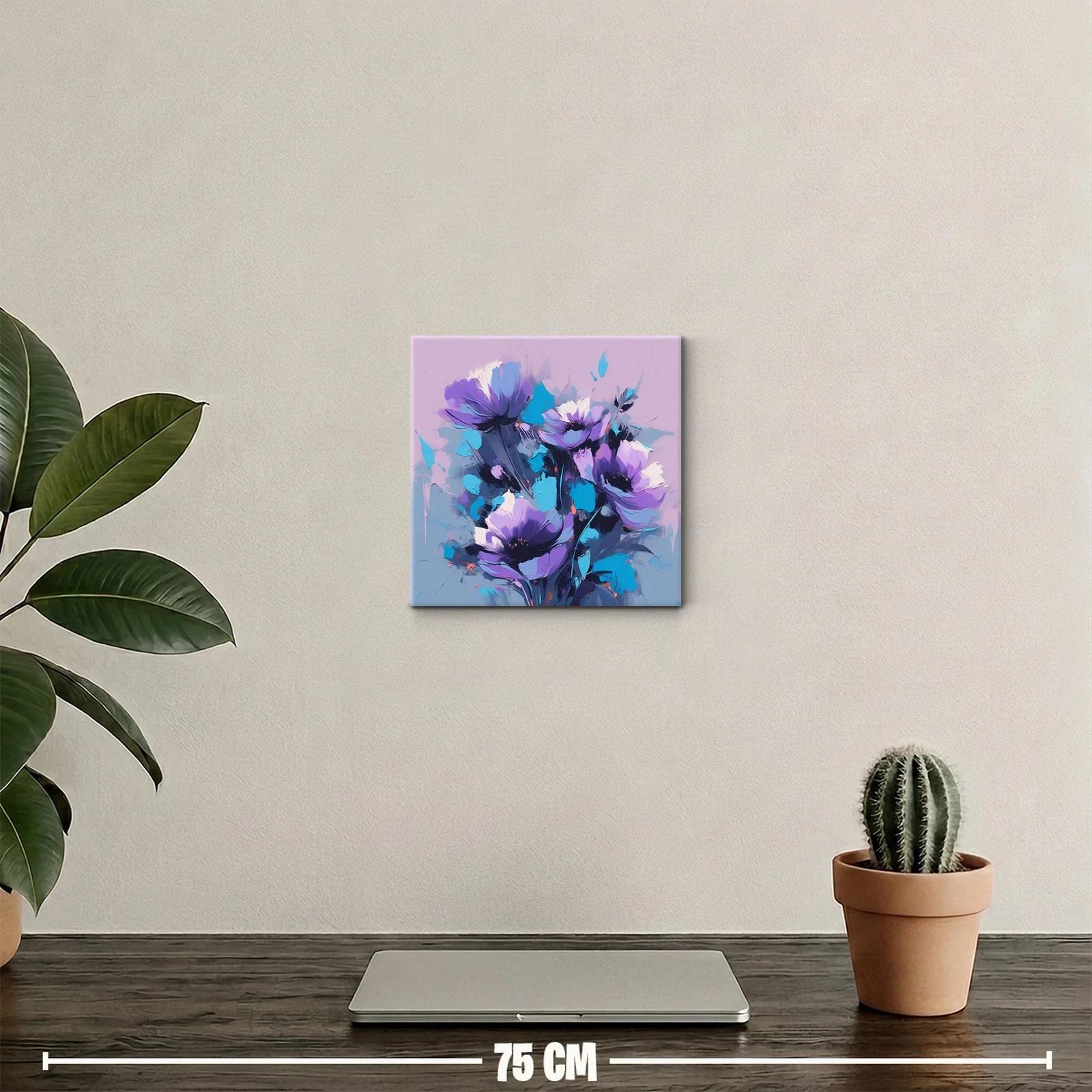 Cuadro floral en tonos morados y azules vibrantes — miniatura 2