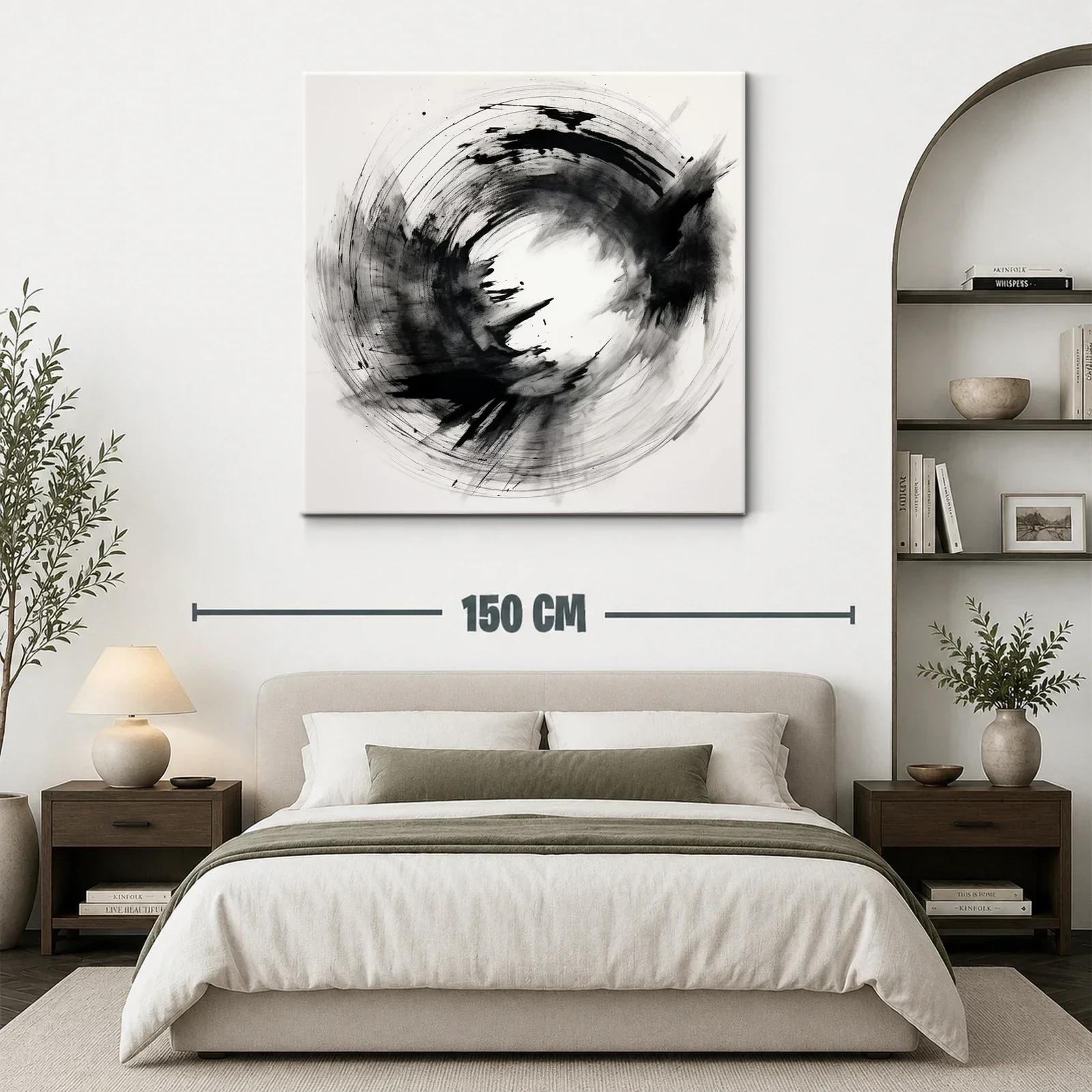 Cuadro Arte Abstracto en Blanco y Negro Dinámico — miniatura 3