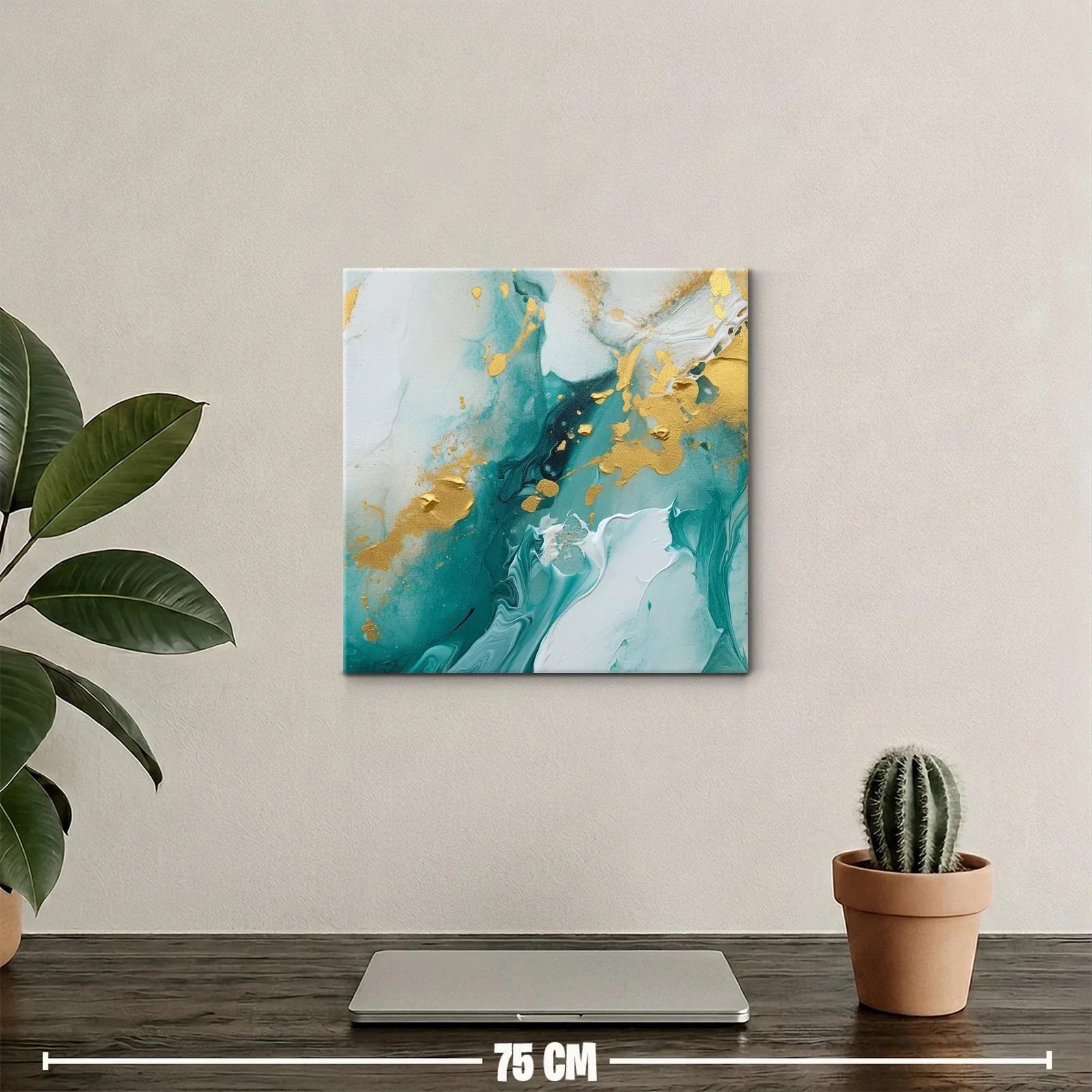 Elegancia abstracta en tonos verdes y dorados vibrantes — miniatura 2