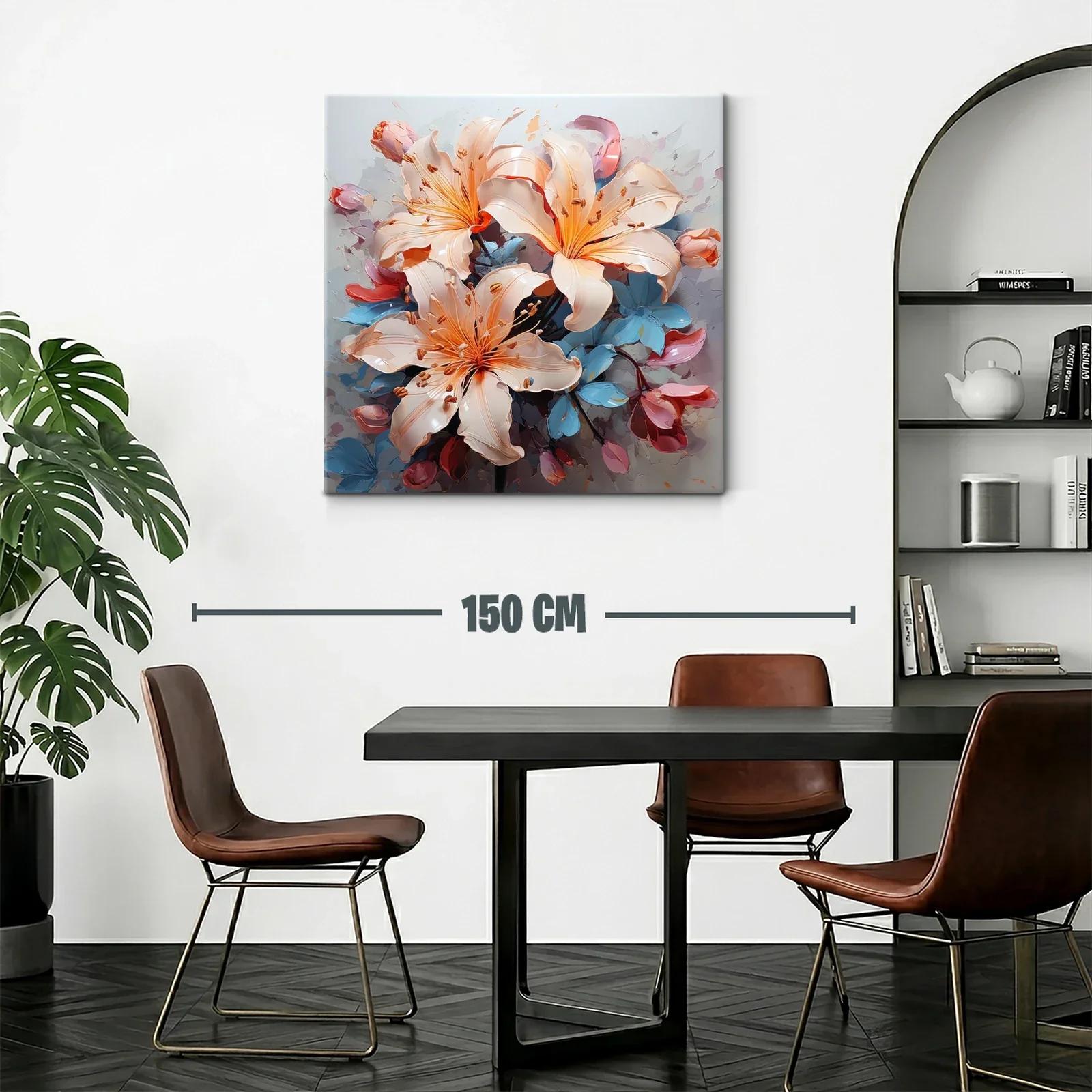 Cuadro floral elegante con lirios en tonos suaves y vibrantes — miniatura 2