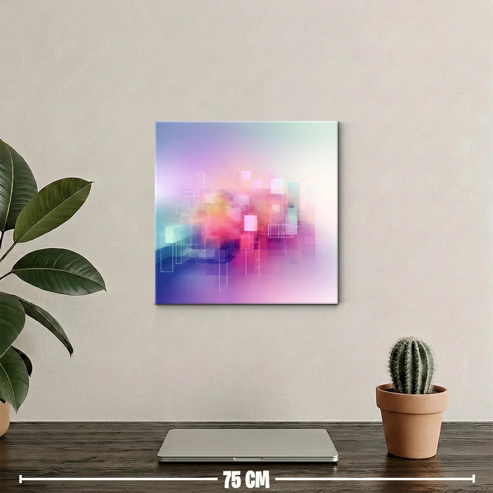 Composición abstracta con tonos pastel y líneas geométricas delicadas — miniatura 2