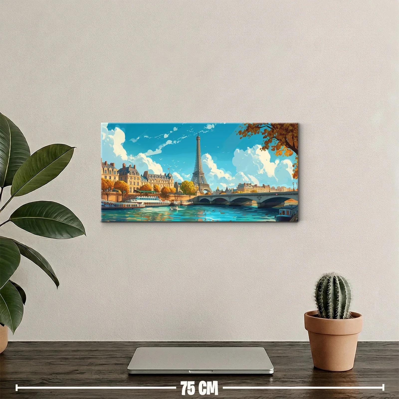 Cuadro Torre Eiffel con puente de arcos y cielo amplio — miniatura 2