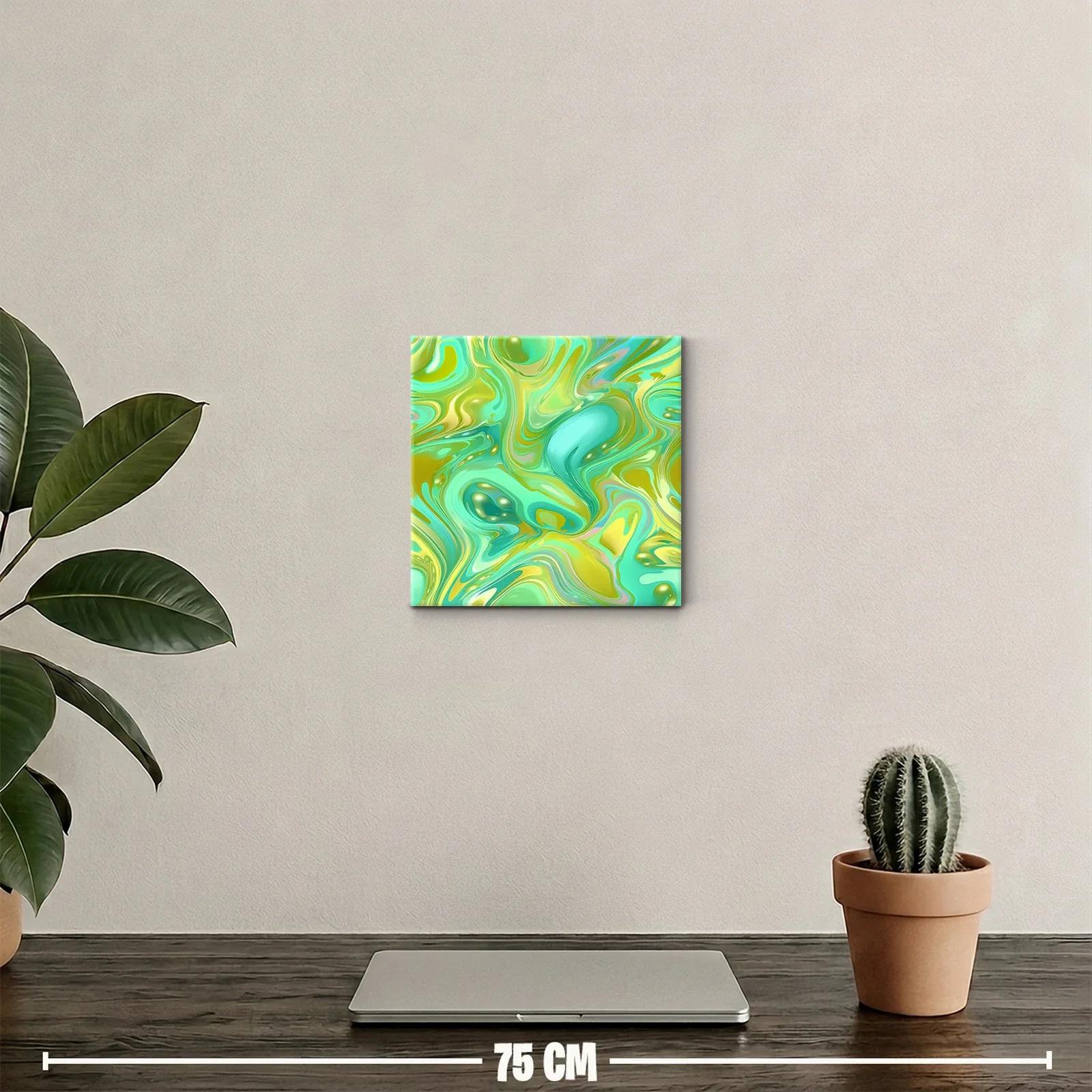 Cuadro decorativo con diseño abstracto en tonos verdes y dorados — miniatura 2