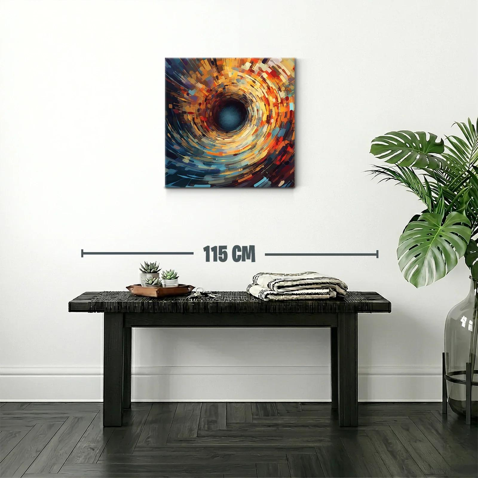 Cuadro abstracto de remolino en tonos cálidos y fríos — miniatura 2