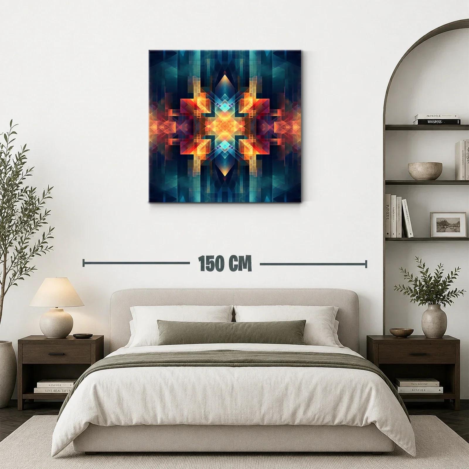 Diseño geométrico luminoso con vibrantes tonos cálidos y fríos — miniatura 3