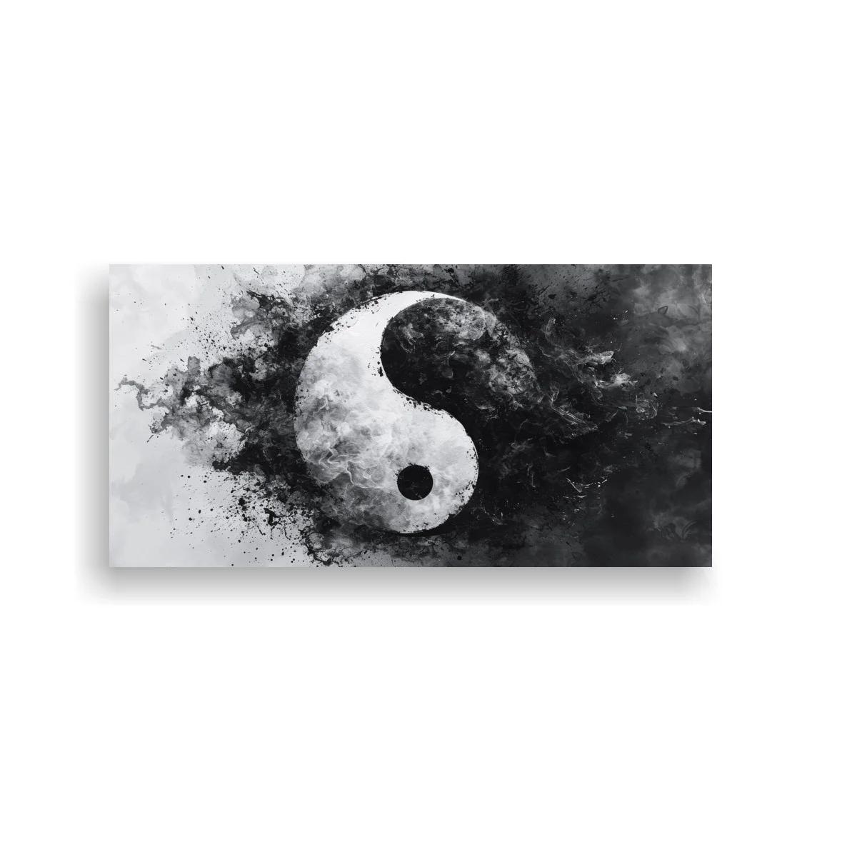 Cuadro yin yang con explosión de tinta oscura — imagen principal