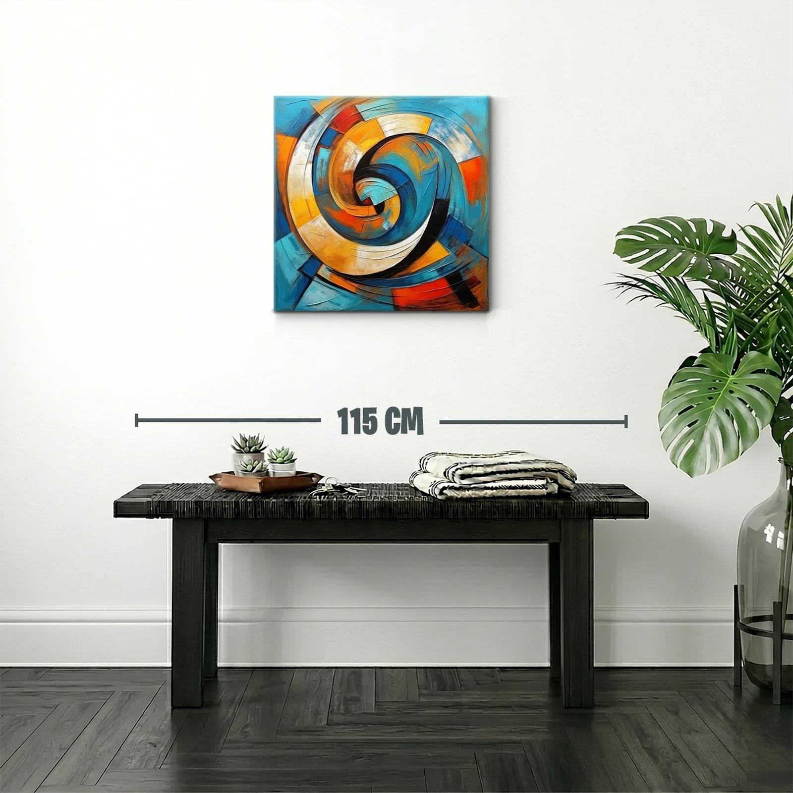 Cuadro abstracto espiral con tonos vibrantes y dinámicos — miniatura 2