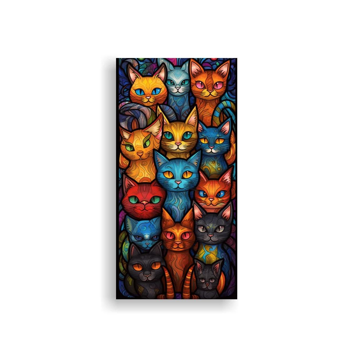 Cuadro grupo de gatos de colores uno sobre otro — imagen principal