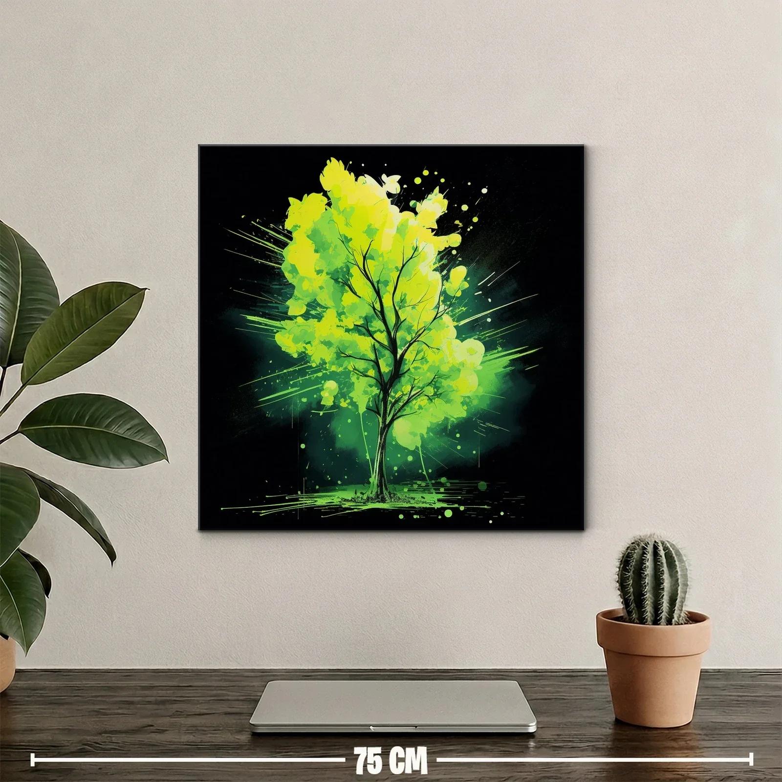 Cuadro vibrante de árbol con tonos verdes y negros — miniatura 2