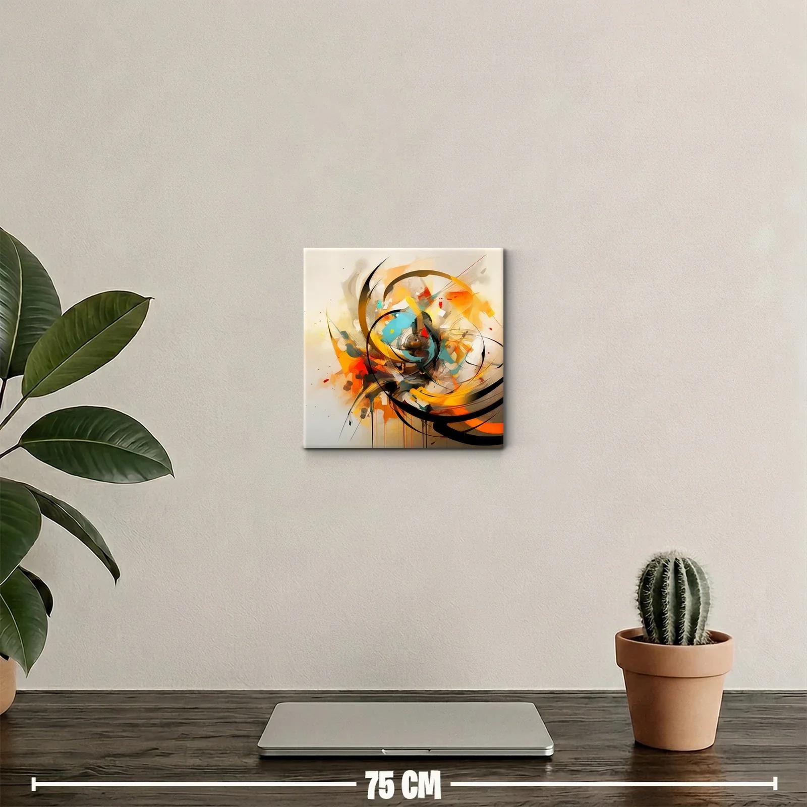 Cuadro abstracto con dinamismo y colores cálidos — miniatura 2