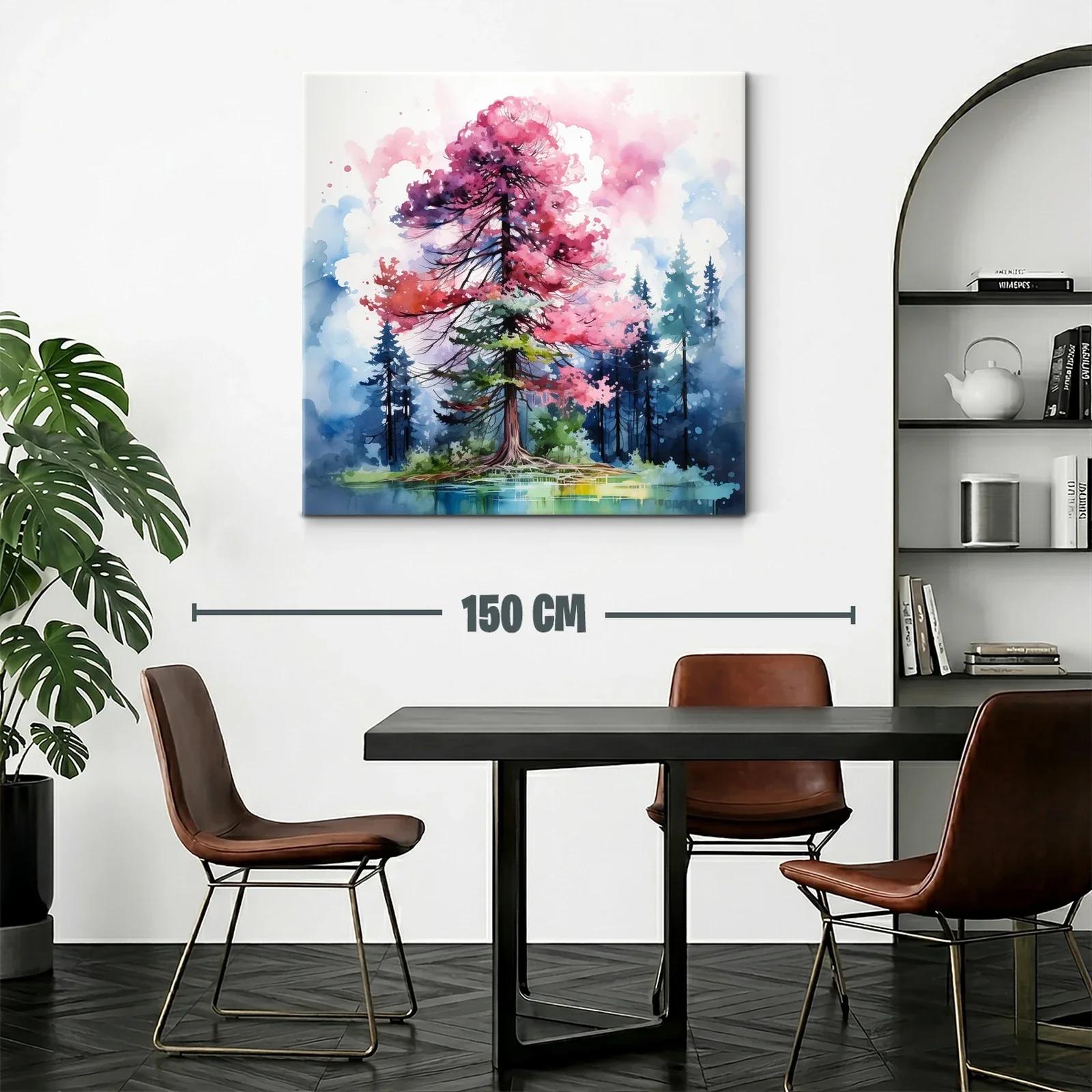 Árbol vibrante con tonos rosados y fondo azul intenso — miniatura 2