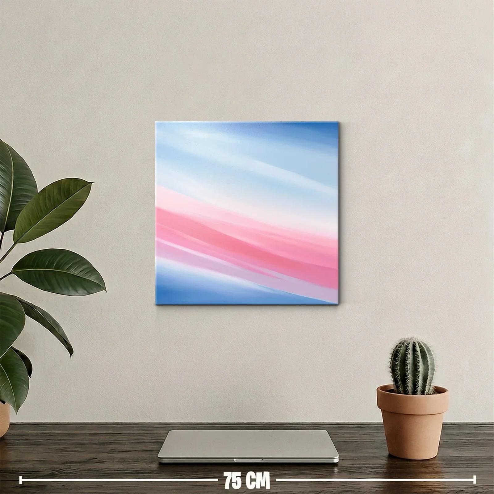 Cuadro abstracto con tonos azules y rosas degradados — miniatura 2
