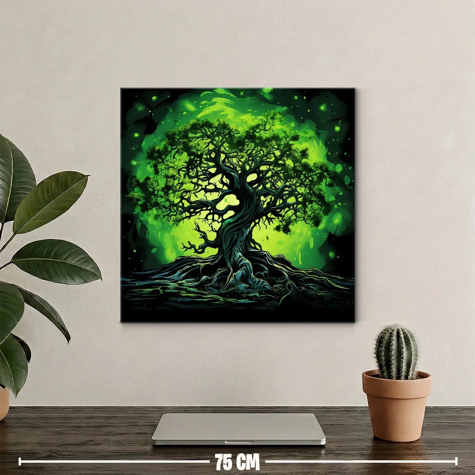 Árbol místico iluminado en tonos verdes vibrantes — miniatura 2