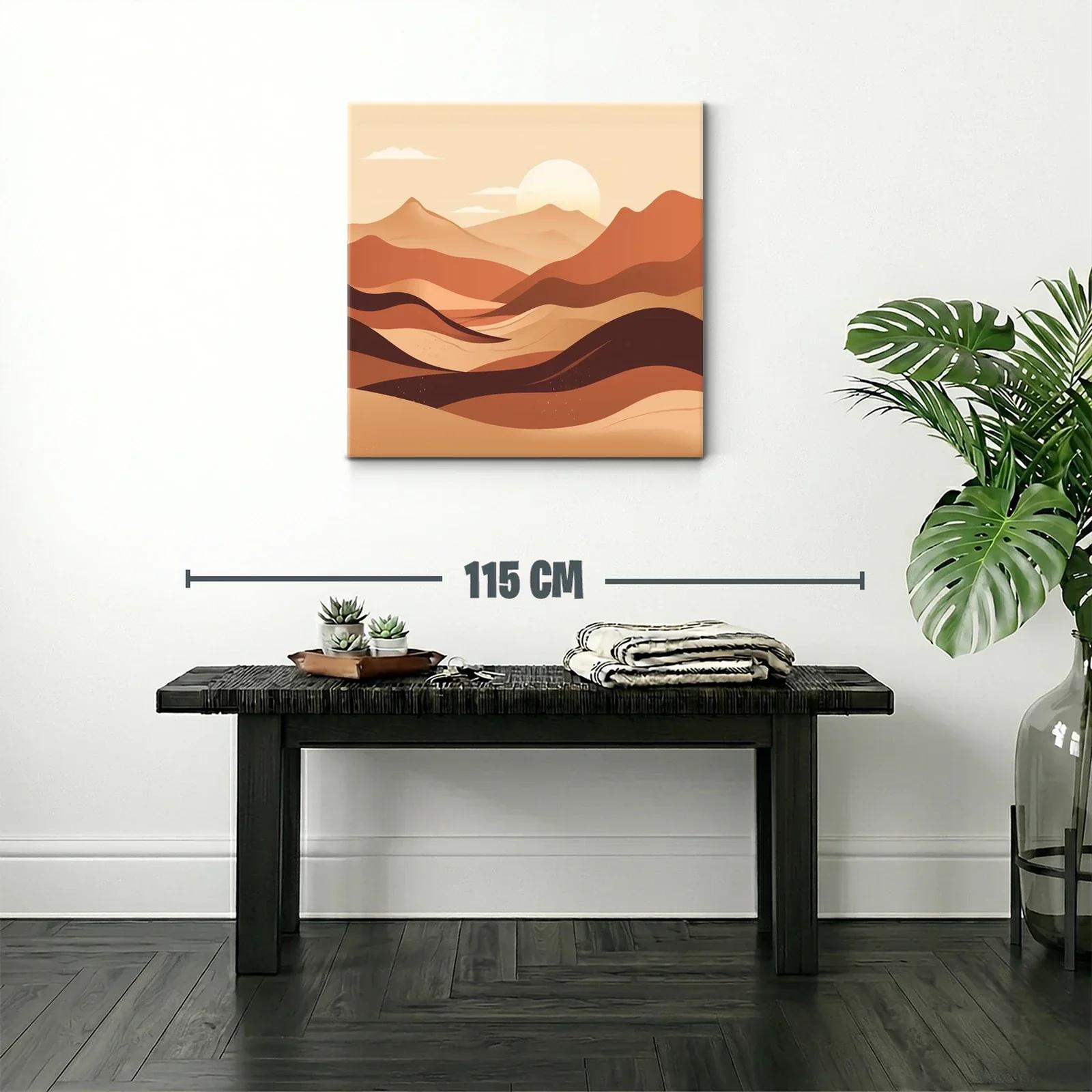 Paisaje abstracto con montañas en tonos cálidos y amanecer — miniatura 2