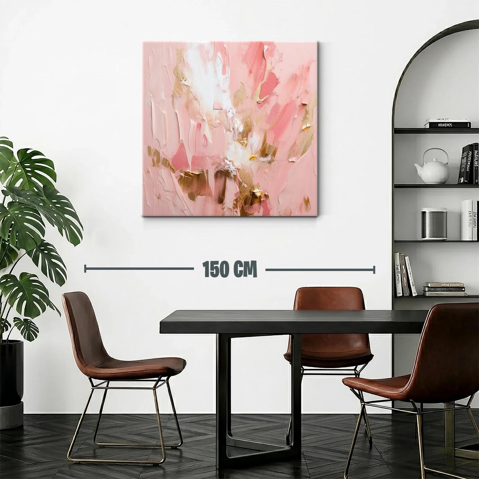 Cuadro abstracto en tonos rosas y dorados elegante — miniatura 2