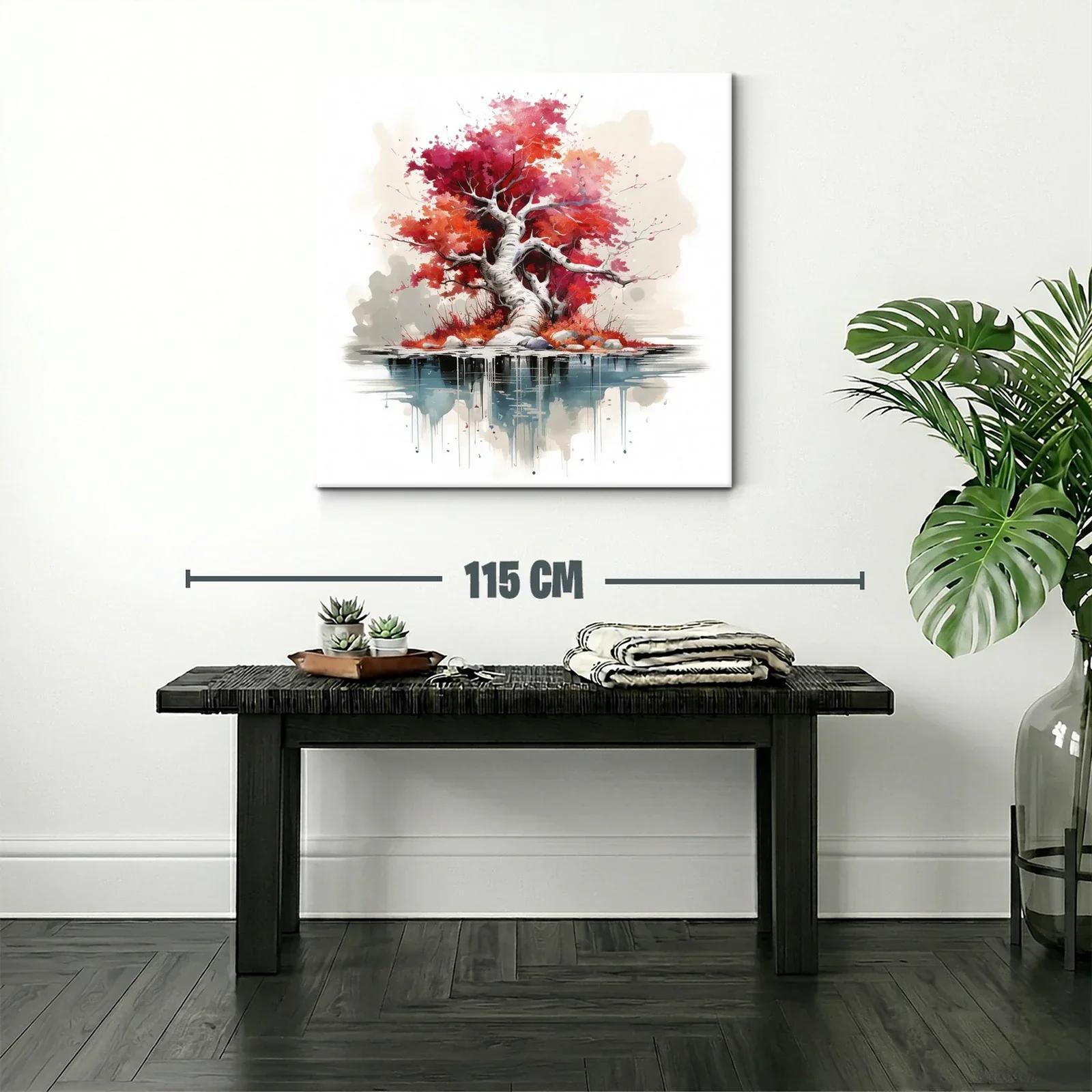 Árbol de otoño con reflejo en agua llamativo y sereno — miniatura 2