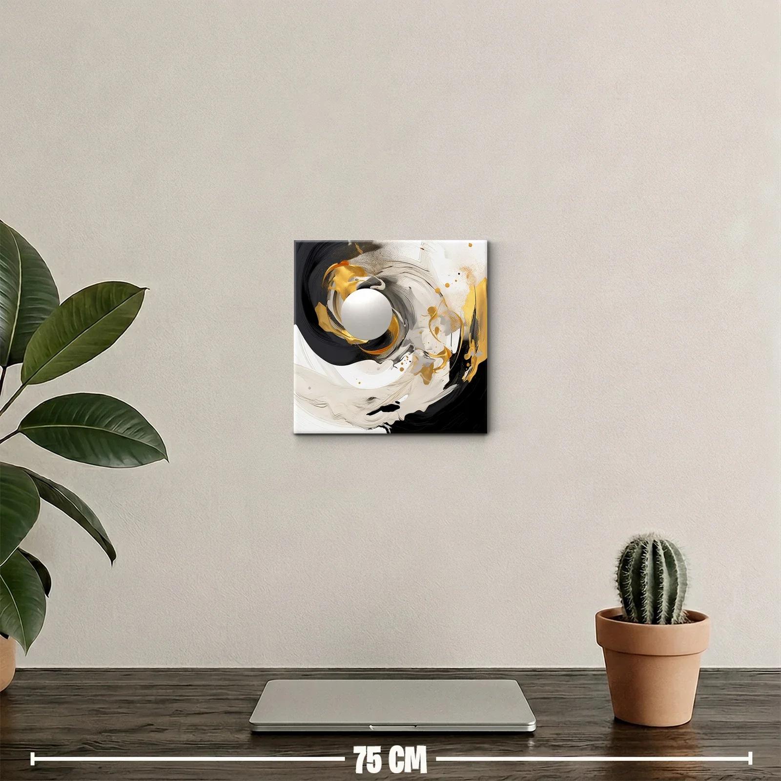 Cuadro decorativo con diseño abstracto en negro y dorado — miniatura 2
