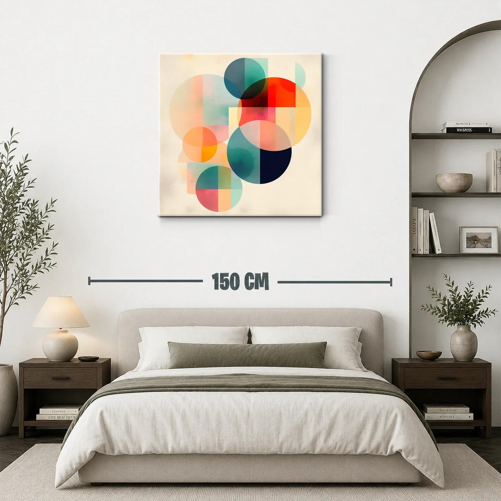 Composición abstracta con círculos en tonos cálidos y fríos — miniatura 3