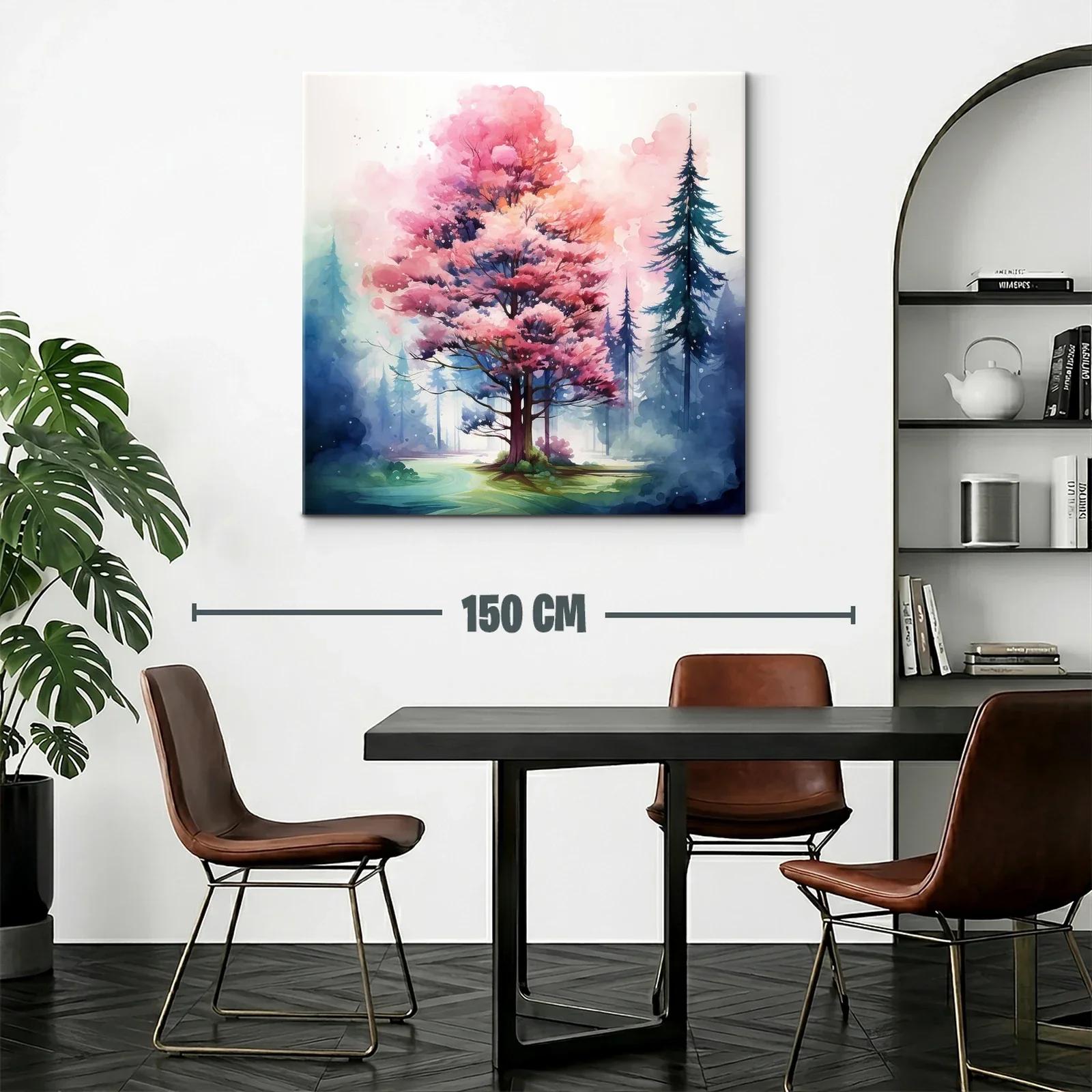 Árbol rosa en bosque mágico con tonos suaves y vibrantes — miniatura 2