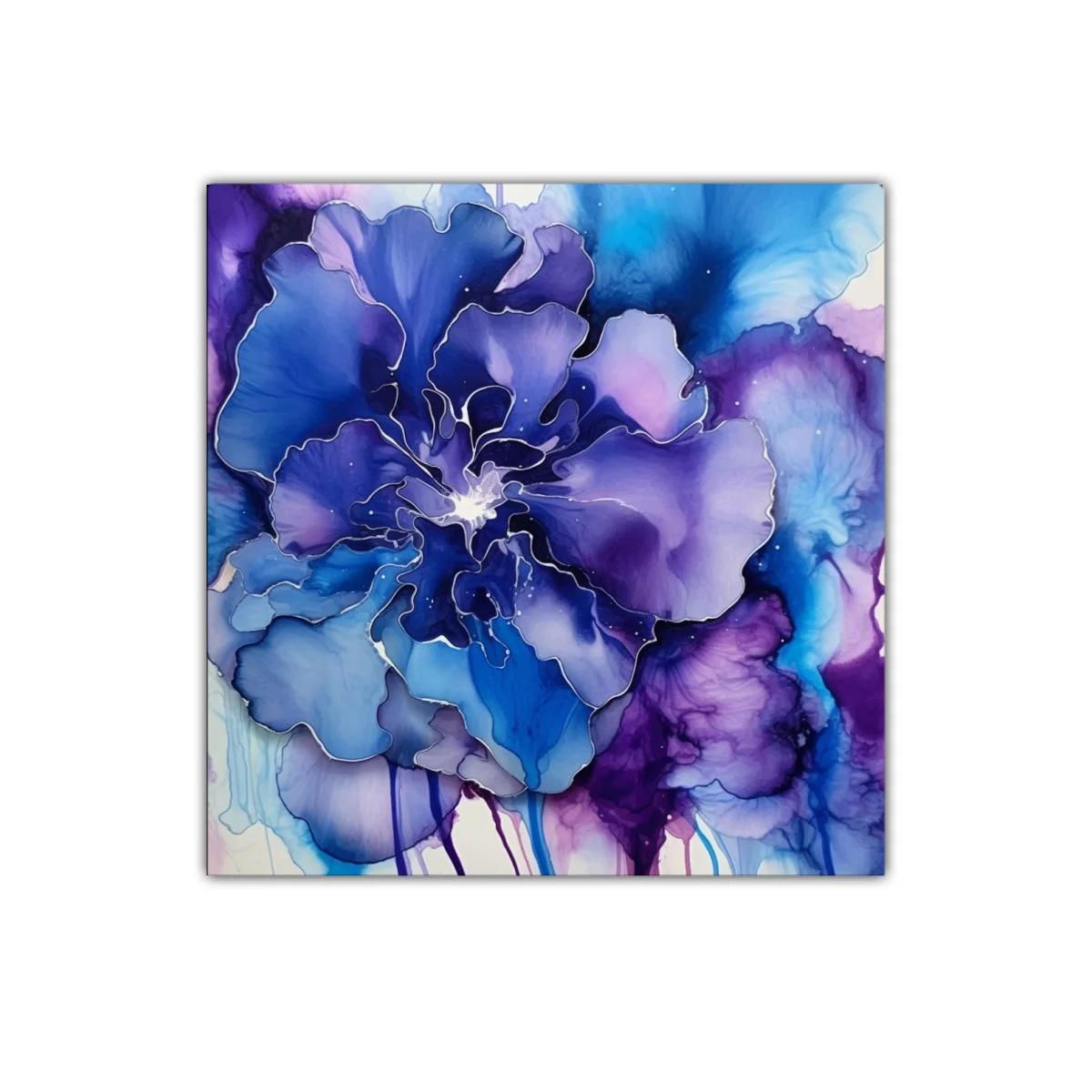 Flor abstracta en tonos azules y morados vibrantes — miniatura 1