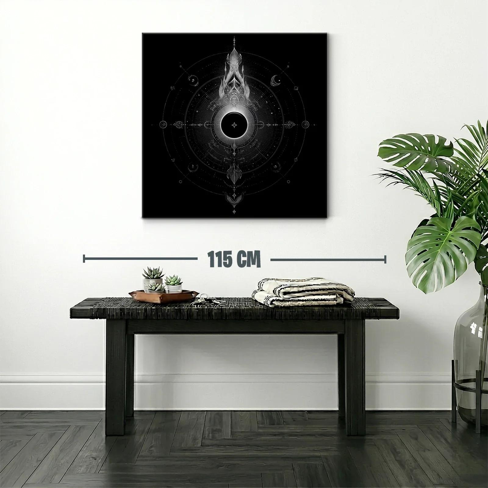 Mandala cósmico en blanco y negro de estilo místico — miniatura 2