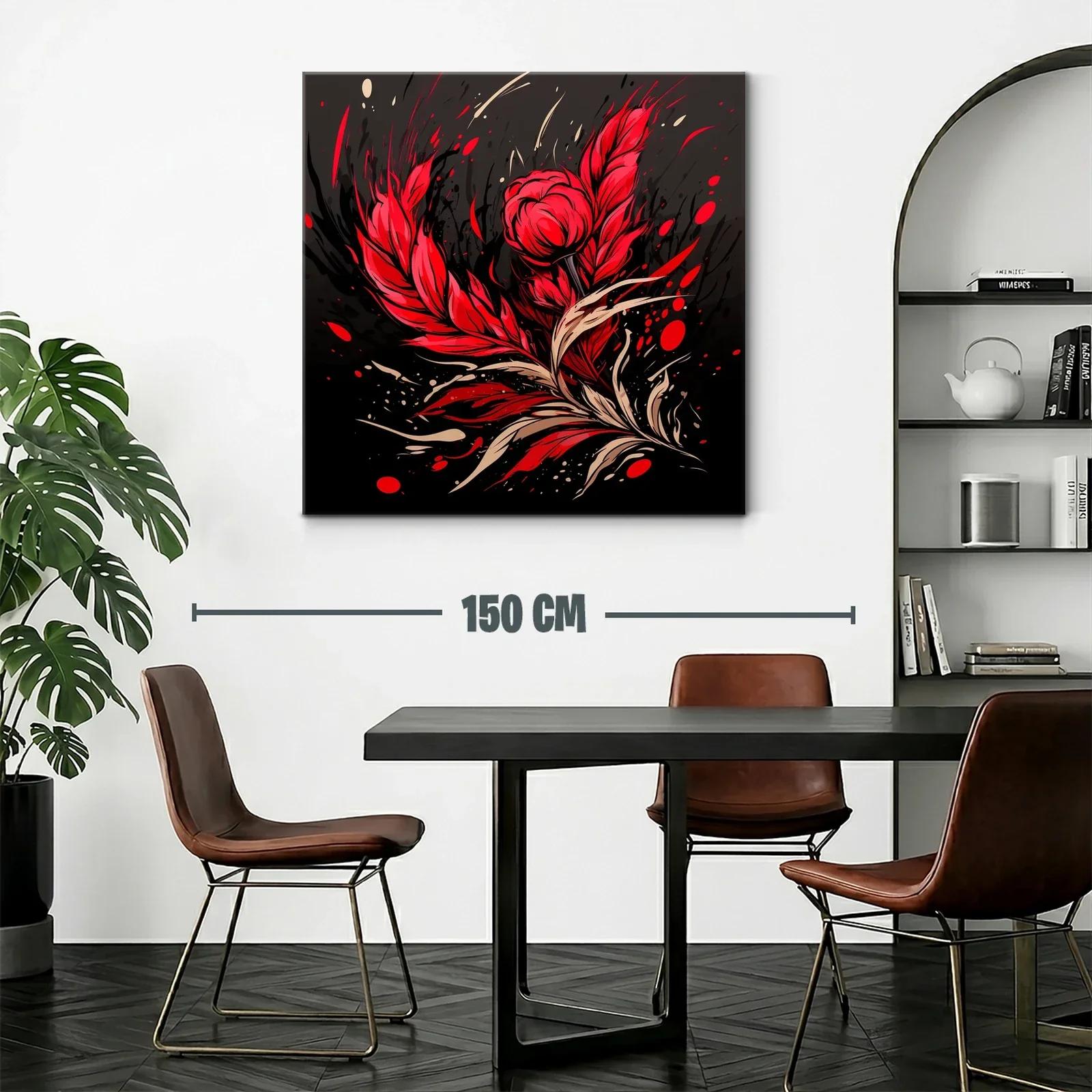 Composición floral expresiva en rojo y negro vibrante — miniatura 2