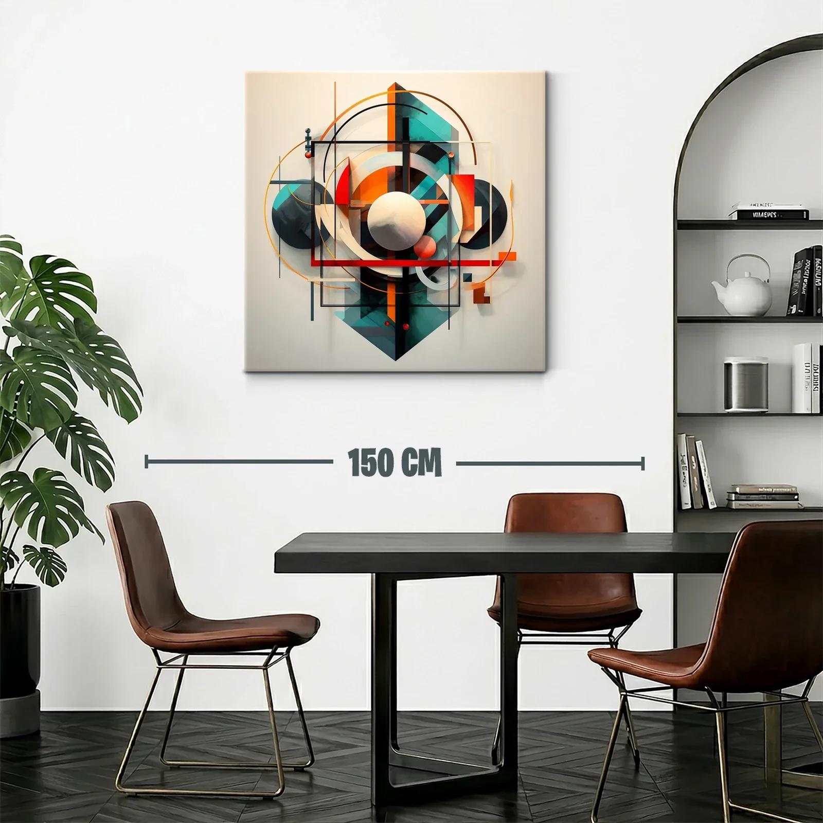 Composición Abstracta Geométrica en Tonos Cálidos y Fríos — miniatura 2