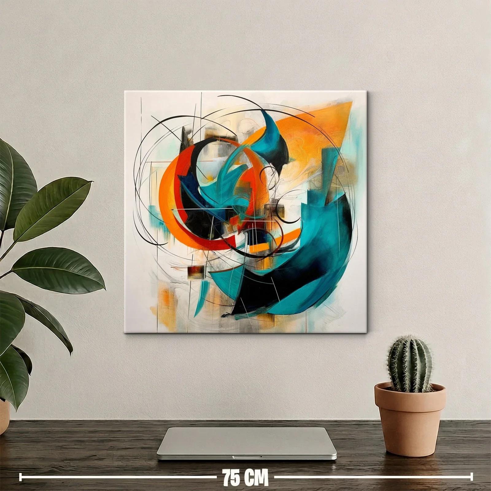Cuadro abstracto con formas dinámicas en tonos vibrantes — miniatura 2