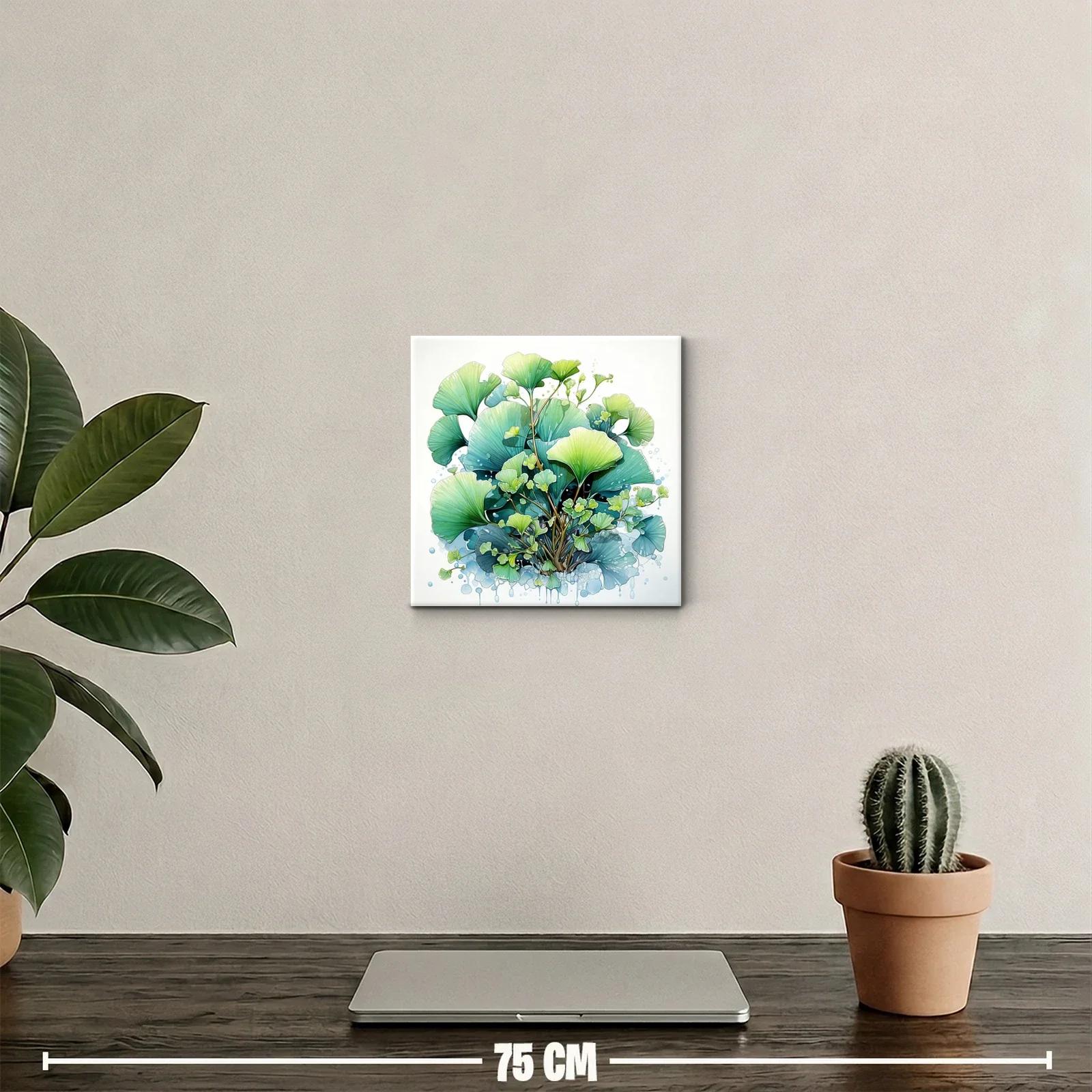 Cuadro decorativo con motivos de hojas verdes y azules — miniatura 2