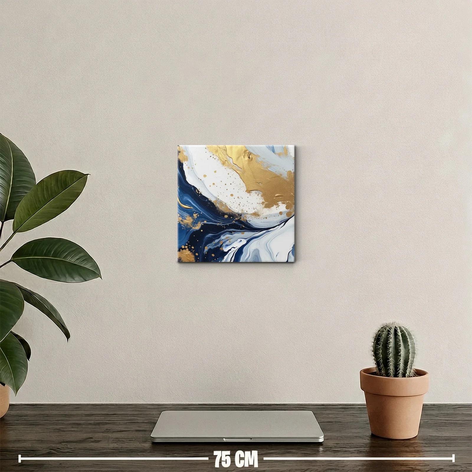 Cuadro decorativo con efecto marmoleado en azul y dorado — miniatura 2