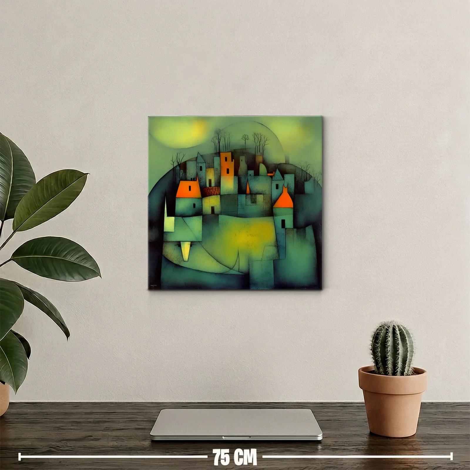 Pueblo abstracto con luces cálidas y ambiente misterioso — miniatura 2