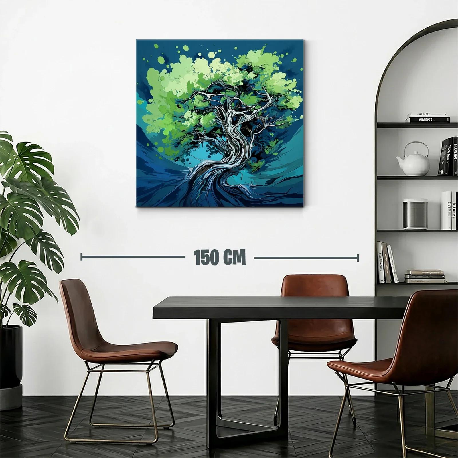 Árbol abstracto con ramas entrelazadas y hojas verdes — miniatura 2