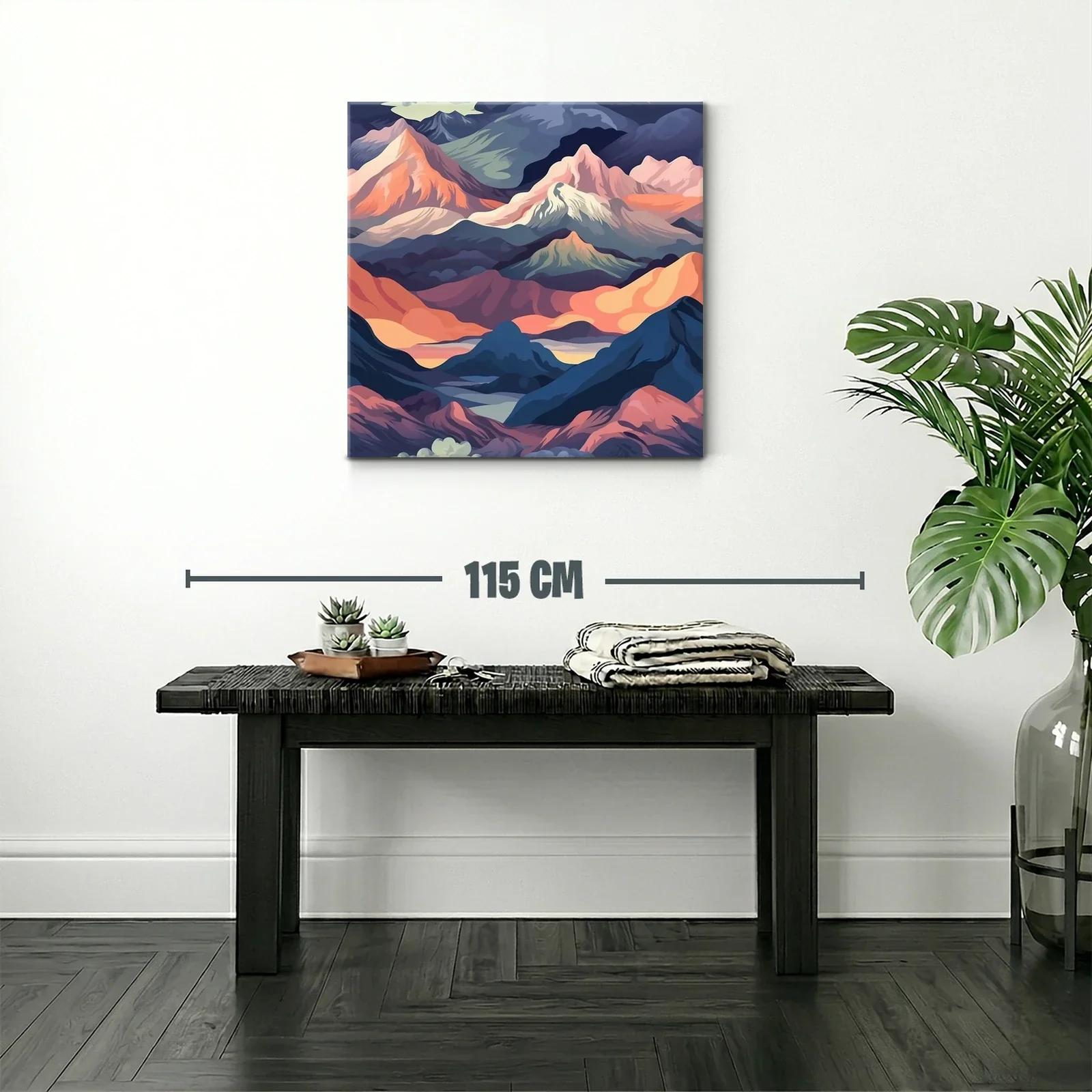 Paisaje de montañas en tonos cálidos y fríos contrastantes — miniatura 2