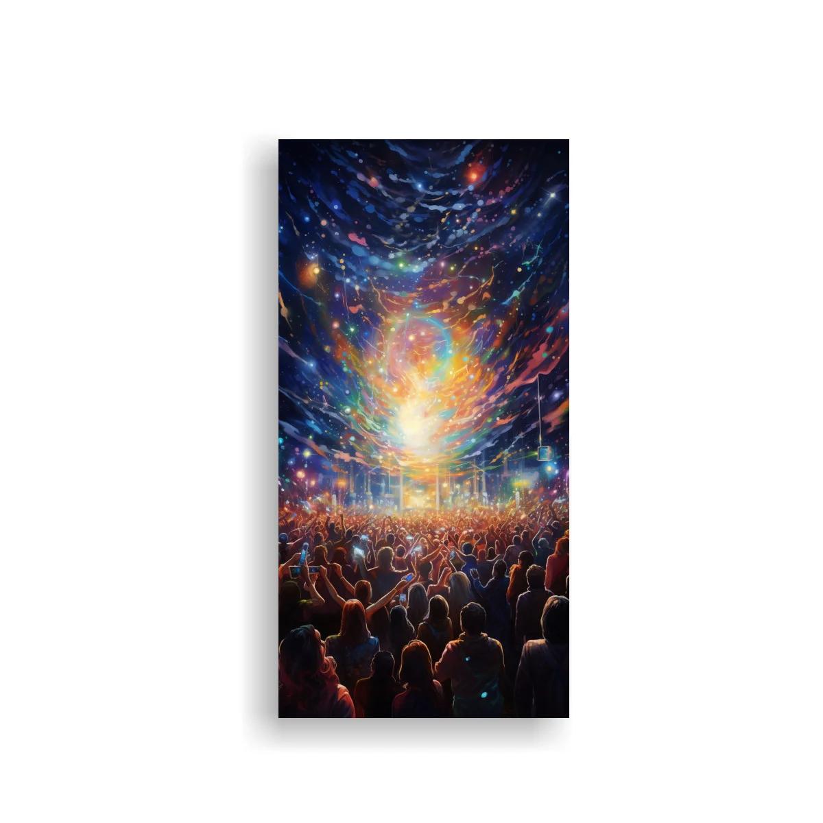 Cuadro multitud de siluetas y resplandor celestial — imagen principal