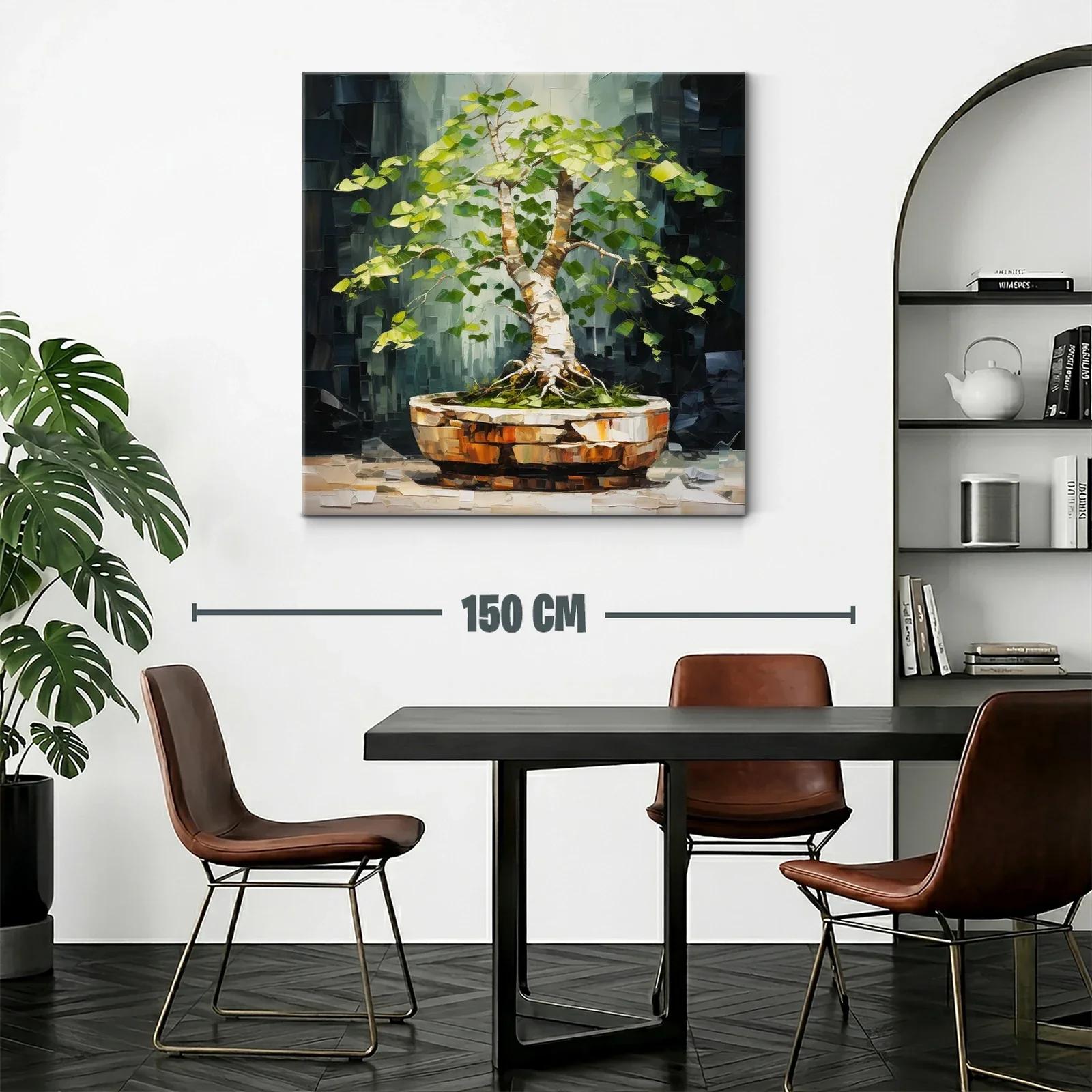 Cuadro árbol bonsái con vibrantes tonos verdes y marrones — miniatura 2