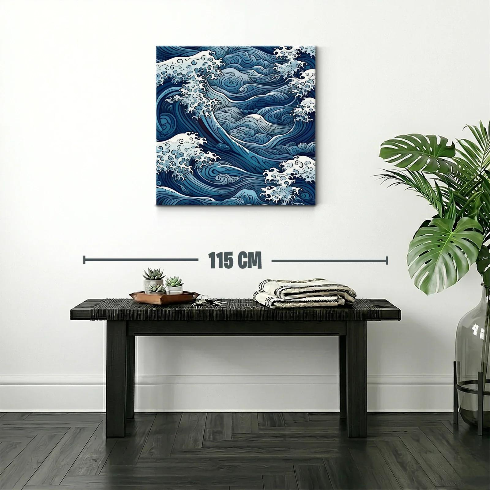 Olas en movimiento con tonos azules y blancos marinos — miniatura 2
