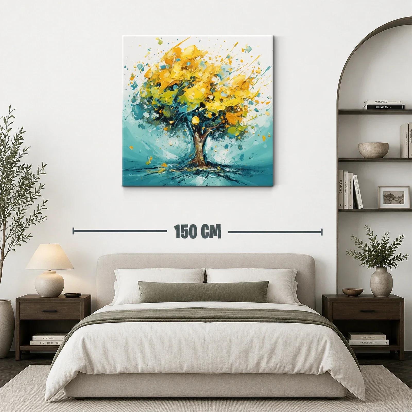 Árbol vibrante en tonos amarillos y azules — miniatura 3