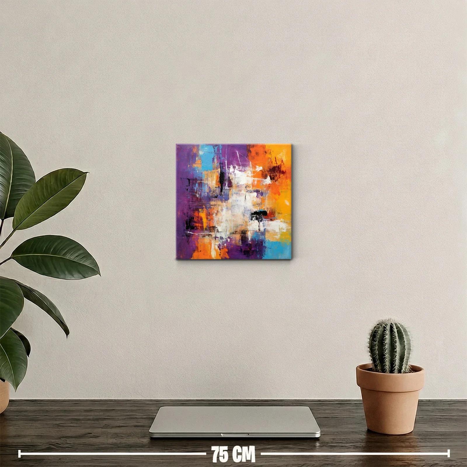 Cuadro abstracto con vibrantes tonos cálidos y fríos — miniatura 2