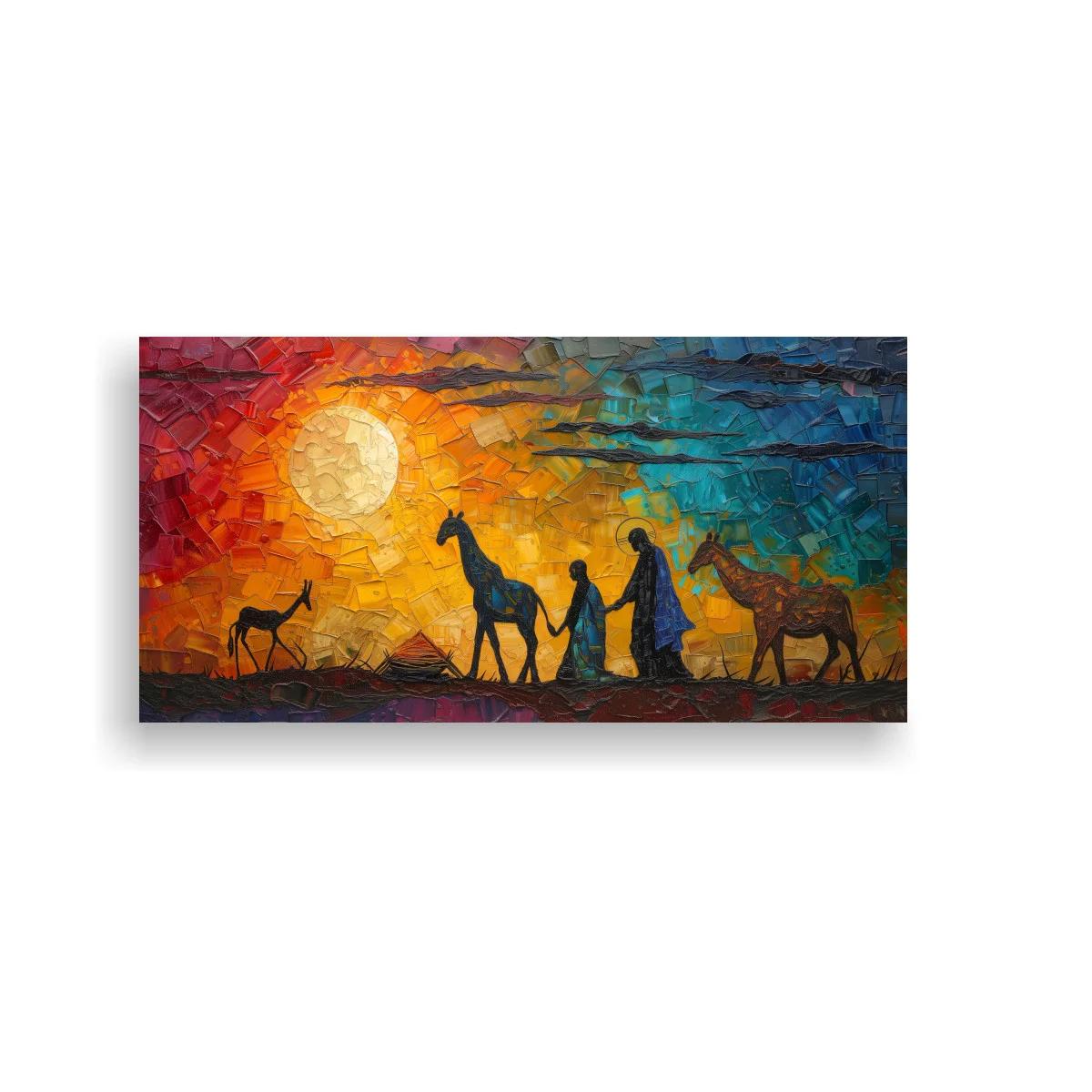 Cuadro Sagrada Familia con camellos y gran luz circular — imagen principal