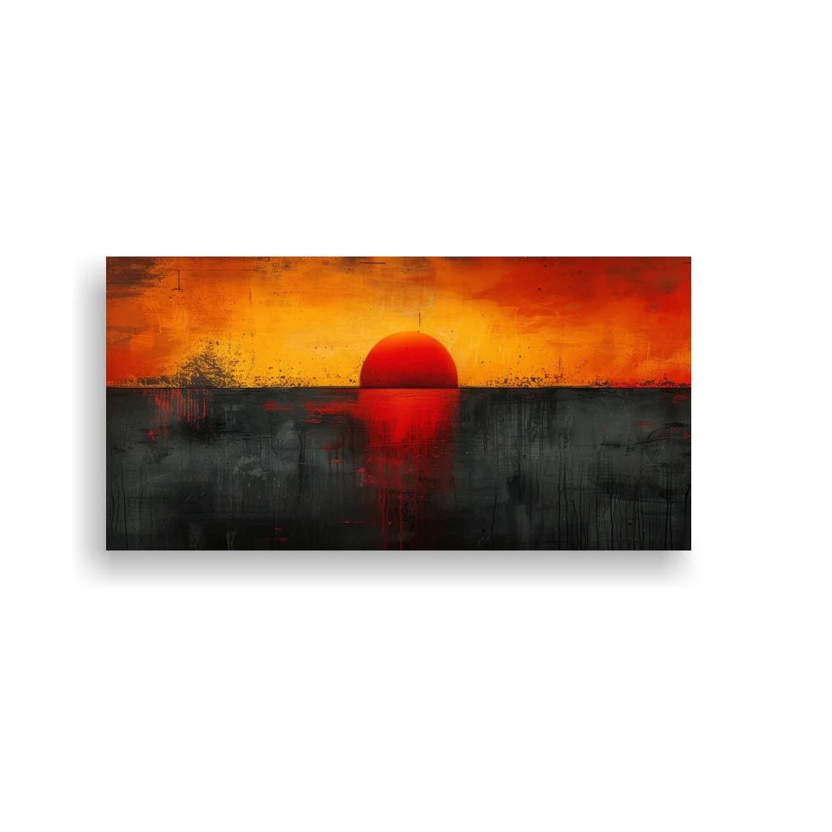 Cuadro sol rojo sobre el horizonte — imagen principal