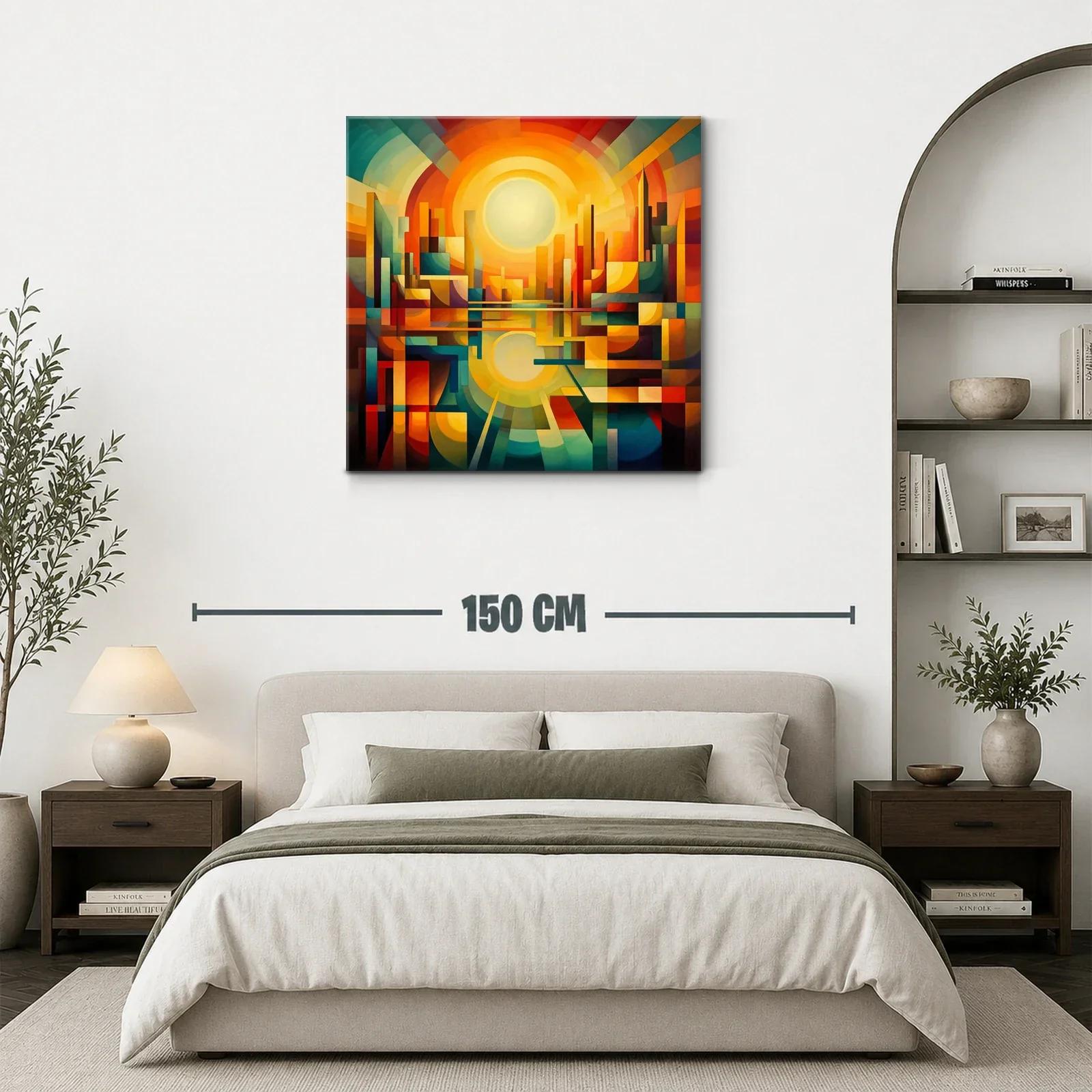 Ciudad abstracta al amanecer con vibrante paleta cálida — miniatura 3