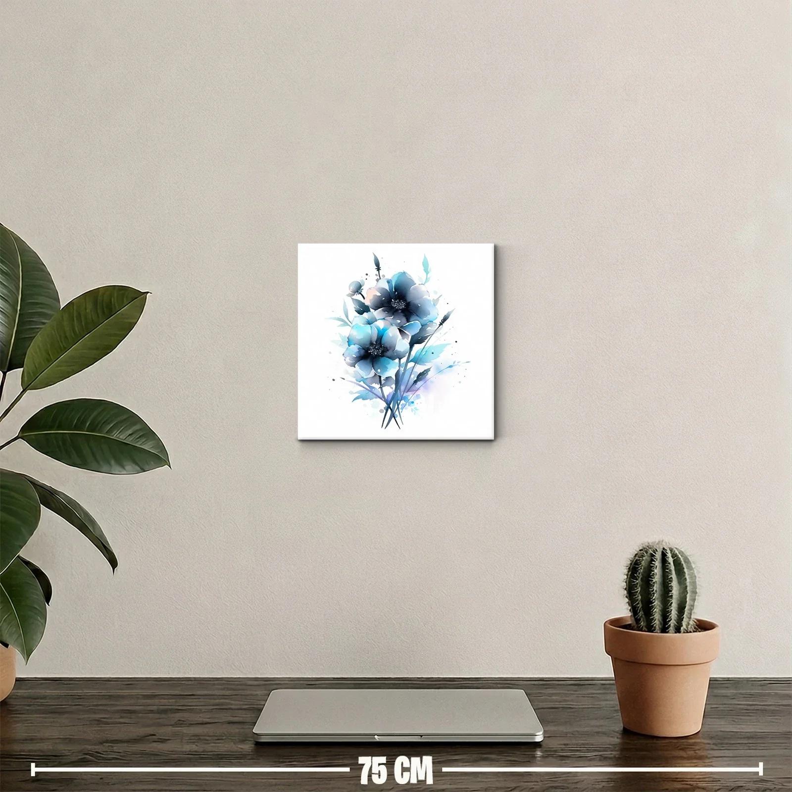 Flores en tonos azules y grises con estilo delicado y suave — miniatura 2