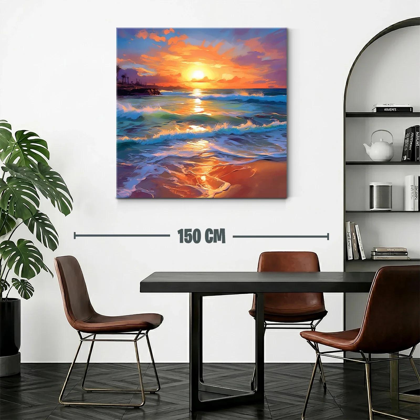 Atardecer vibrante con olas en playa serena — miniatura 2