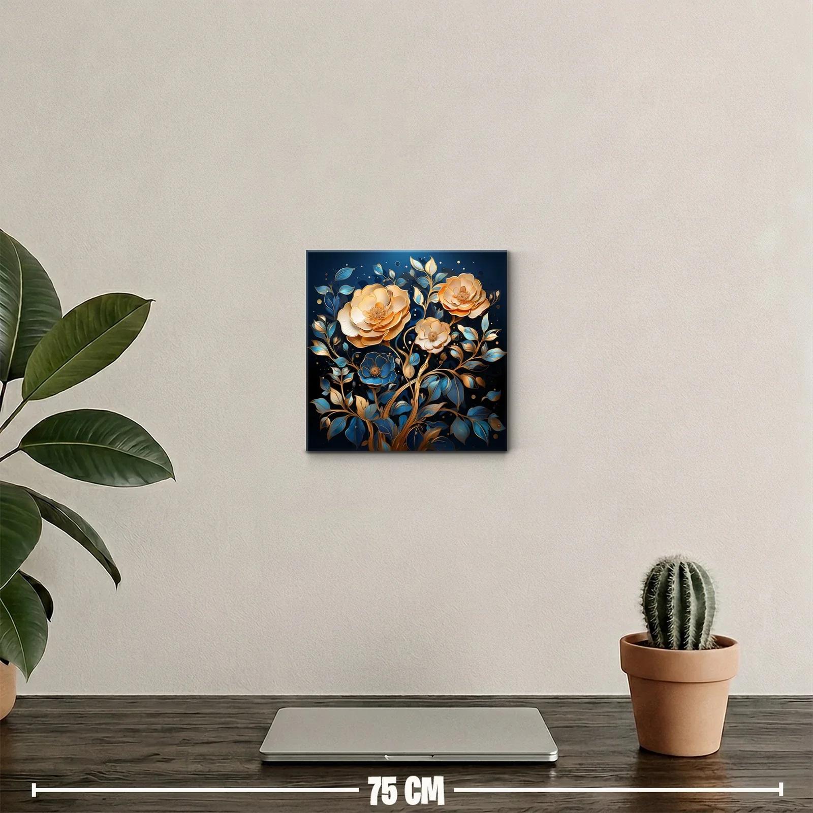 Elegancia floral en tonos dorados y azules para tu hogar — miniatura 2