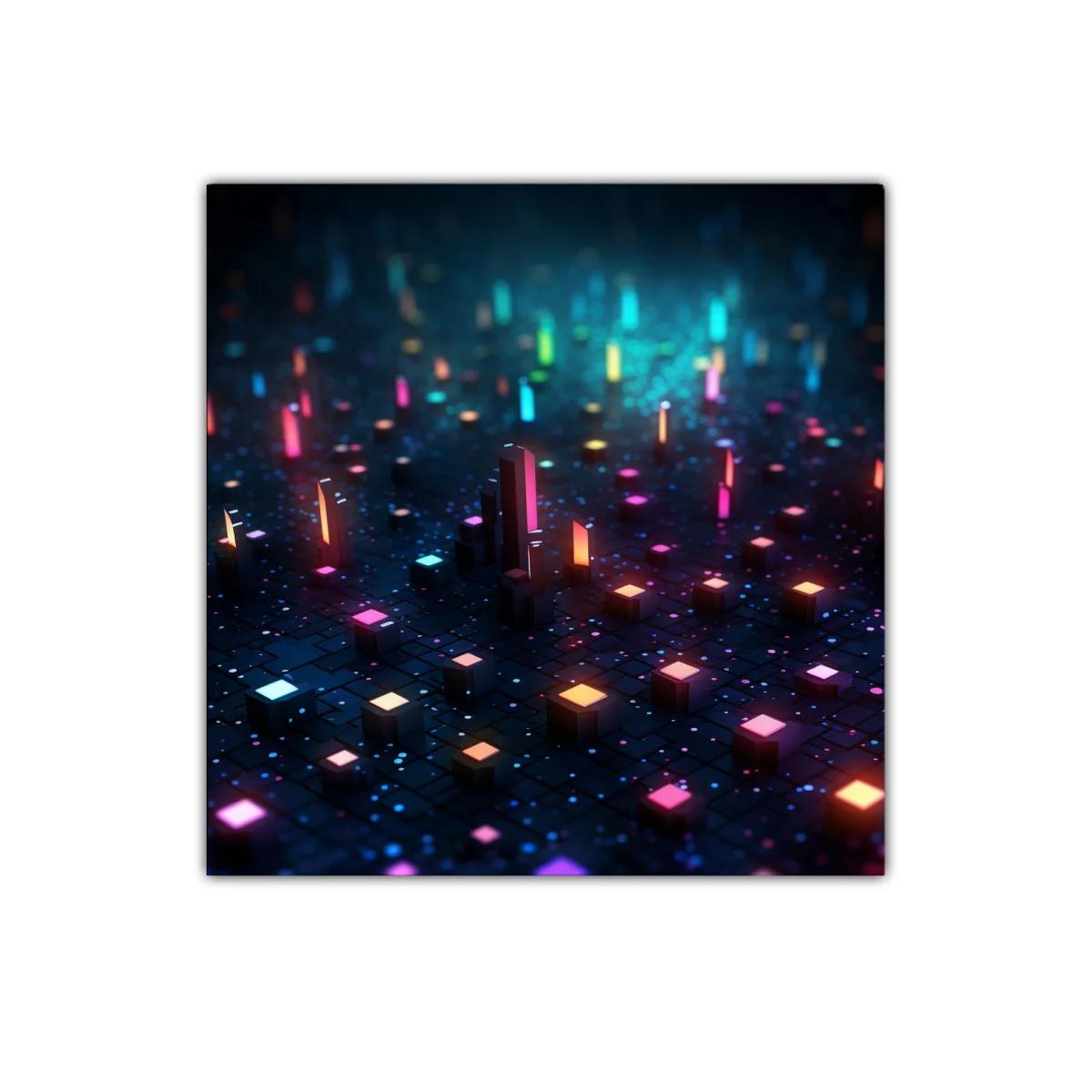 Cuadro abstracto luces de neón sobre fondo oscuro — miniatura 1