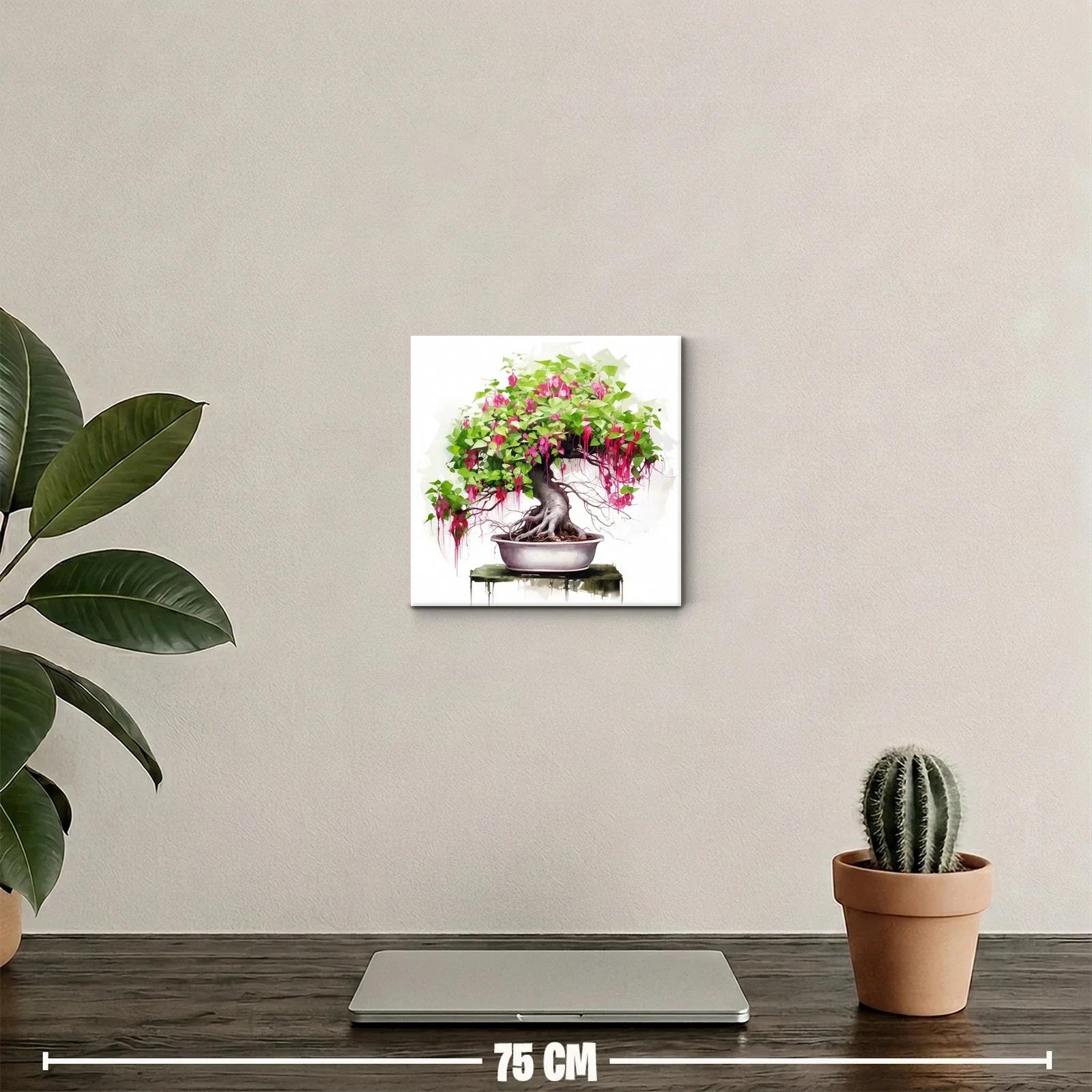 Bonsái con flores rosas y follaje verde vibrante — miniatura 2
