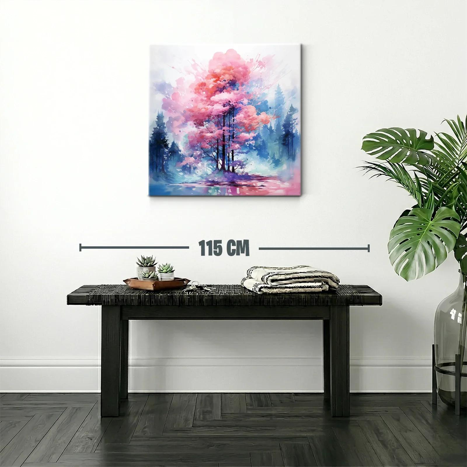 Árbol en tonos rosas y azules creando atmósfera serena — miniatura 2